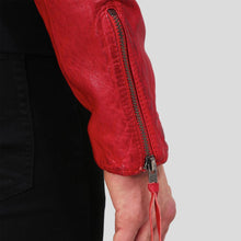 Load image into Gallery viewer, Buel Red Motorcycle Leather Jacket - Shearling leather