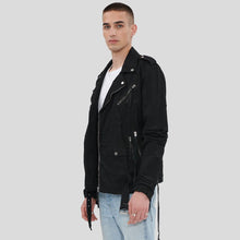 Load image into Gallery viewer, Mytch Black Motorcycle Leather Jacket - Shearling leather