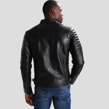 Load image into Gallery viewer, Neil Black Quilted Lambskin Leather Jacket - Shearling leather