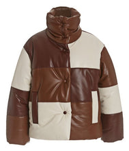 Load image into Gallery viewer, Luxury Style Lamb Brown Leather Puffer Jacket - Shearling leather