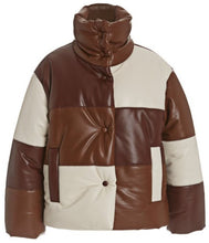 Load image into Gallery viewer, Luxury Style Lamb Brown Leather Puffer Jacket - Shearling leather