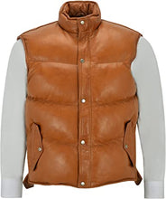 Load image into Gallery viewer, Men’s Lamb Puffer Leather Waistcoat - Shearling leather