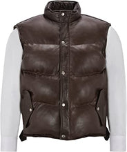Load image into Gallery viewer, Men’s Lamb Puffer Leather Waistcoat - Shearling leather