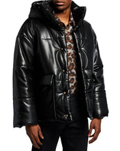 Load image into Gallery viewer, Men’s Hide Vegan-Genuine Leather Puffer Jacket - Shearling leather