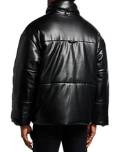Load image into Gallery viewer, Men’s Hide Vegan-Genuine Leather Puffer Jacket - Shearling leather