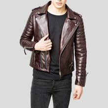 Load image into Gallery viewer, Dyor Brown Quilted Leather Jacket - Shearling leather