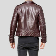 Load image into Gallery viewer, Dyor Brown Quilted Leather Jacket - Shearling leather