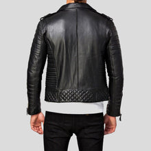 Load image into Gallery viewer, Ezra Black Quilted Lambskin Leather Jacket - Shearling leather