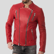 Load image into Gallery viewer, Gyles Red Quilted Leather Jacket - Shearling leather