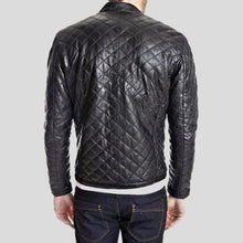 Load image into Gallery viewer, Kyler Black Quilted Leather Jacket - Shearling leather