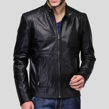 Load image into Gallery viewer, Nyle Black Quilted Lambskin Leather Jacket - Shearling leather