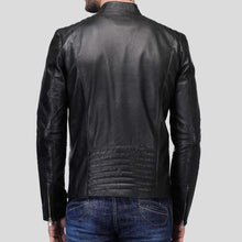 Load image into Gallery viewer, Nyle Black Quilted Lambskin Leather Jacket - Shearling leather