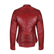 Load image into Gallery viewer, Women Red B3 Sheepskin Leather Biker Jacket