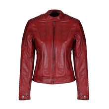 Load image into Gallery viewer, Women Red B3 Sheepskin Leather Biker Jacket