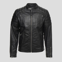 Load image into Gallery viewer, Rene Black Quilted Lambskin Leather Jacket - Shearling leather
