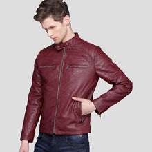 Load image into Gallery viewer, Santiago Red Quilted Leather Jacket - Shearling leather