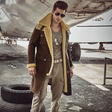 Load image into Gallery viewer, Men’s Shearling Coat Men’s Fur Parka. Imports Wool From Australia Sheepskin Jacket Black And Light