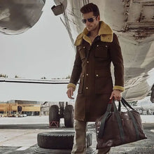 Load image into Gallery viewer, Men’s Shearling Coat Men’s Fur Parka. Imports Wool From Australia Sheepskin Jacket Black And Light