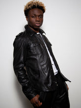 Load image into Gallery viewer, Black Leather Jacket - Shearling leather