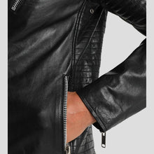Load image into Gallery viewer, Wesley Black Quilted Leather Jacket - Shearling leather