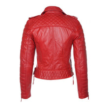 Load image into Gallery viewer, Women Red  RAF B3 Sheepskin Biker Leather Jacket