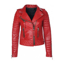 Load image into Gallery viewer, Women Red  RAF B3 Sheepskin Biker Leather Jacket