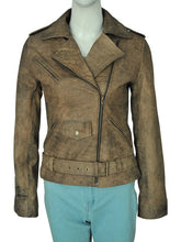 Load image into Gallery viewer, Dirty Brown Distressed Leather Jacket - Shearling leather