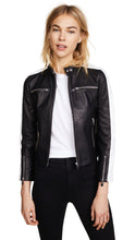 Load image into Gallery viewer, Michel Black Racer Leather Jackets - Shearling leather