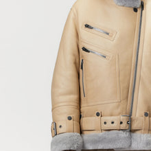 Load image into Gallery viewer, Women's Shearling Aviator Leather Jacket