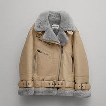 Load image into Gallery viewer, Women's Shearling Aviator Leather Jacket