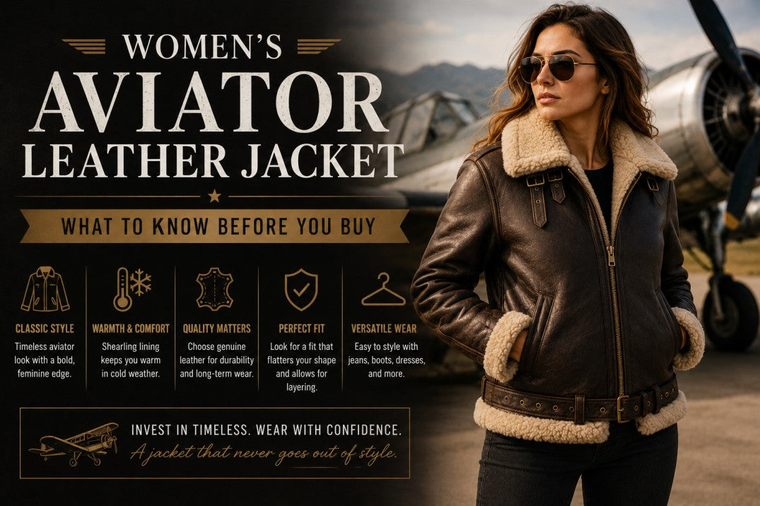 Aviator Leather Jacket Woman