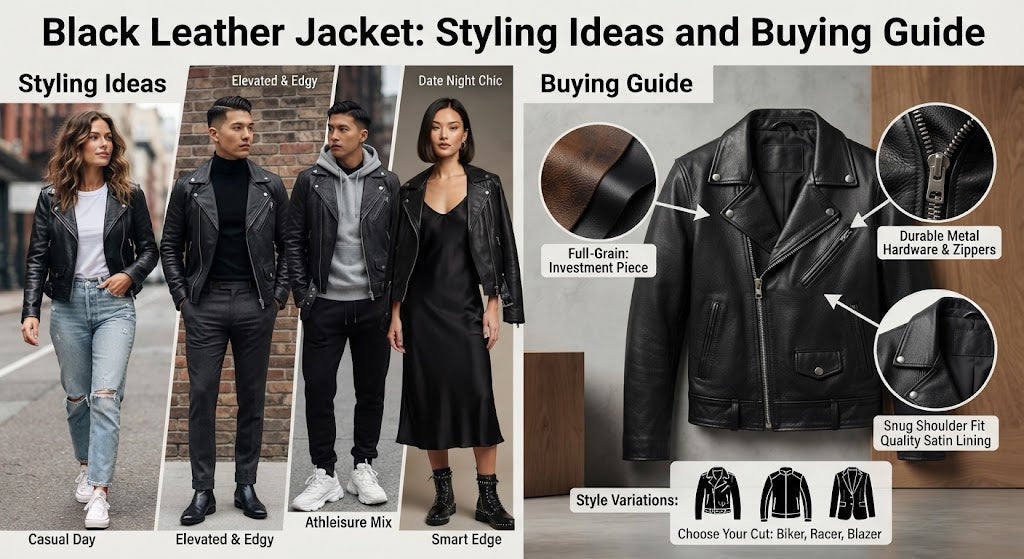 Black Leather Jacket styling Ideas and Buying