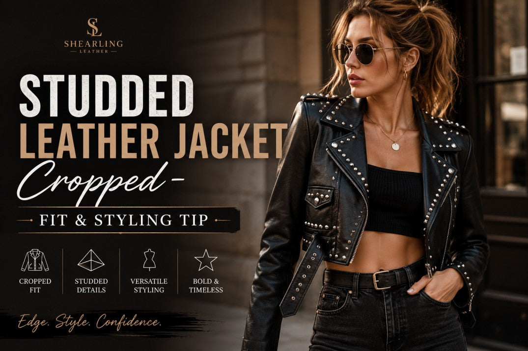 Cropped Black Studded Leather Jacket