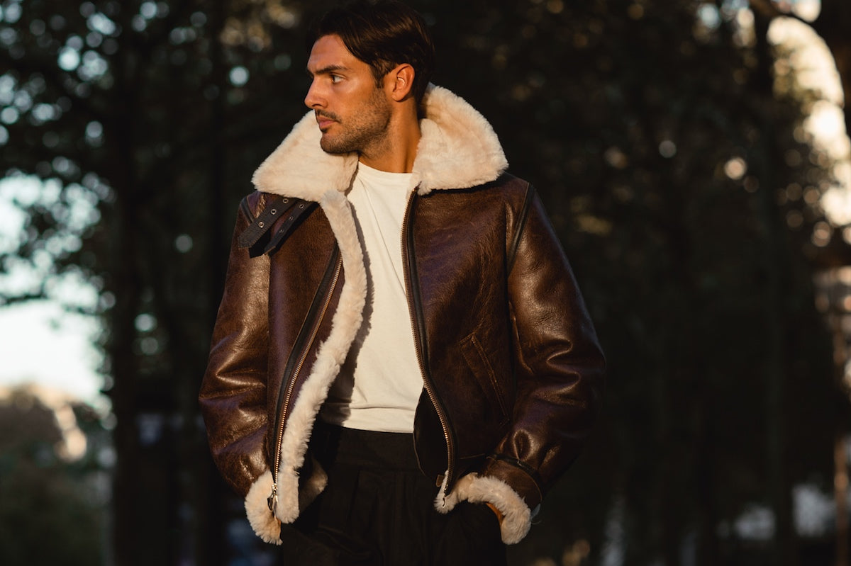 leather sherpa jacket