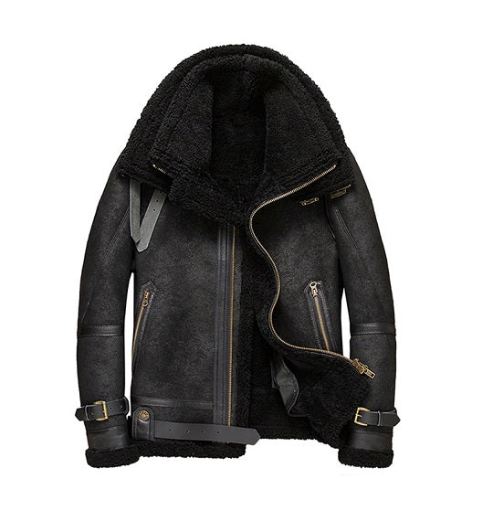 Mens Best Shearling Sheepskin Leather Jackets - Aviator Jacket