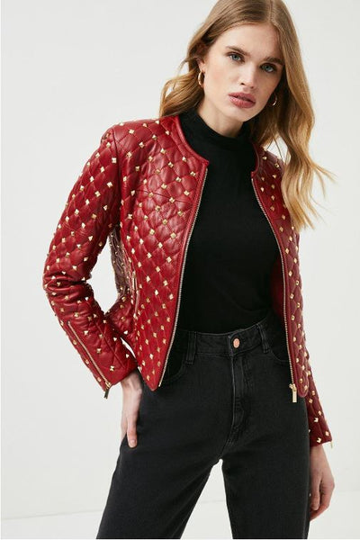 How to style a red leather jacket?