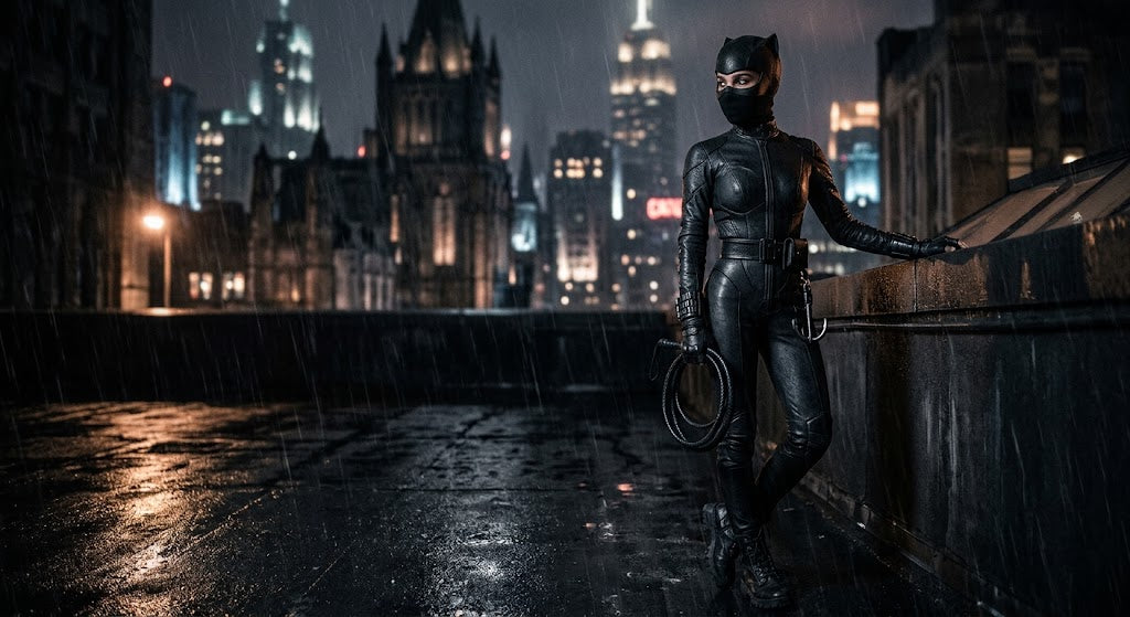 Style a Black Leather Suit for a Catwoman Look