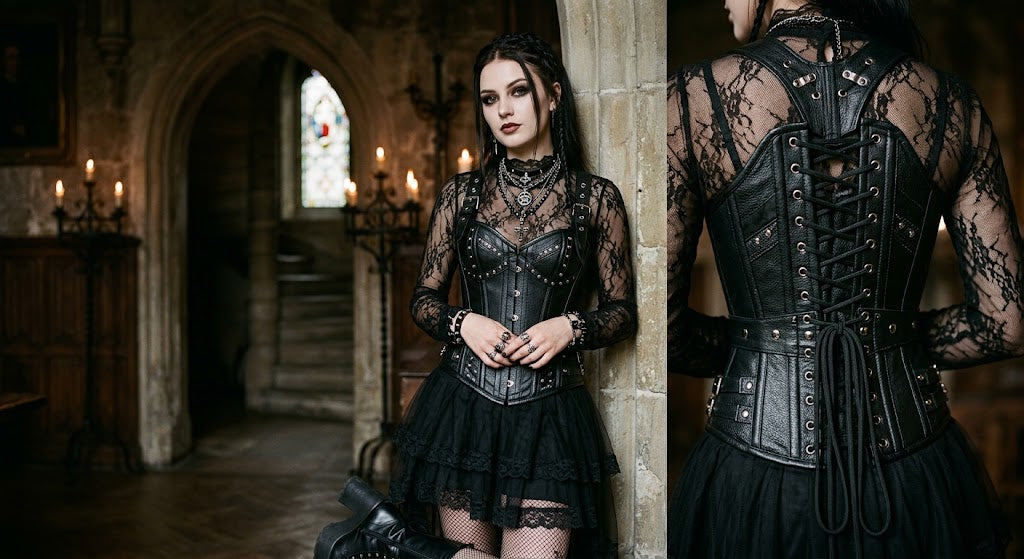 How to Style a Black Leather Corset or Studded Jacket for a Gothic Vibe
