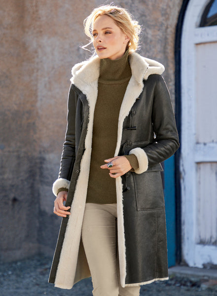 What is a shearling coat made up of?