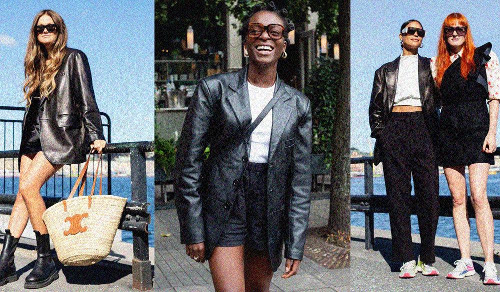 womens leather blazer
