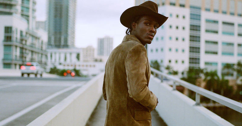 brown suede leather blazer