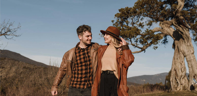 brown leather jacket