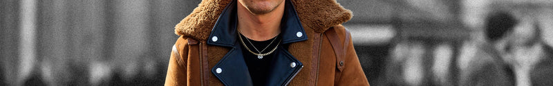 brown shearling leather jacket mens