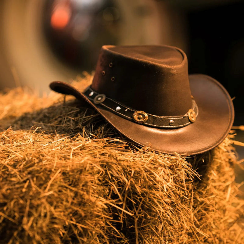 leather cowboy hat
