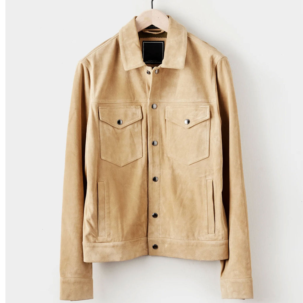 goatskin leather suede jacket