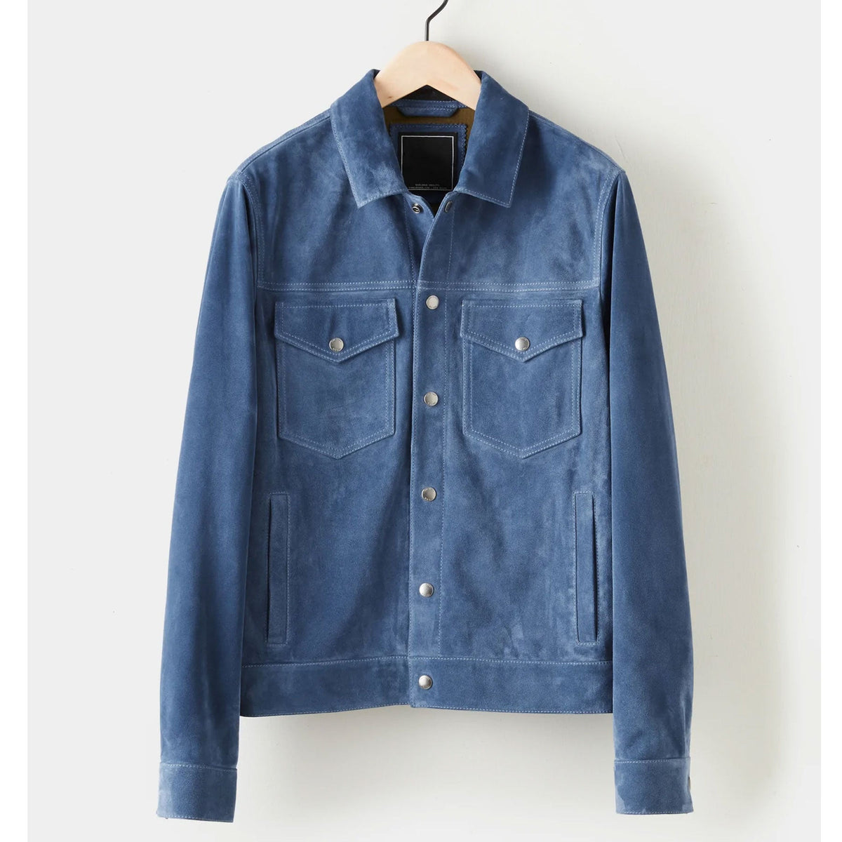 Men's Blue Goat Leather Suede Jacket