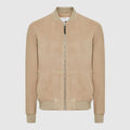 Men Brown Suede Leather Bomber Jacket