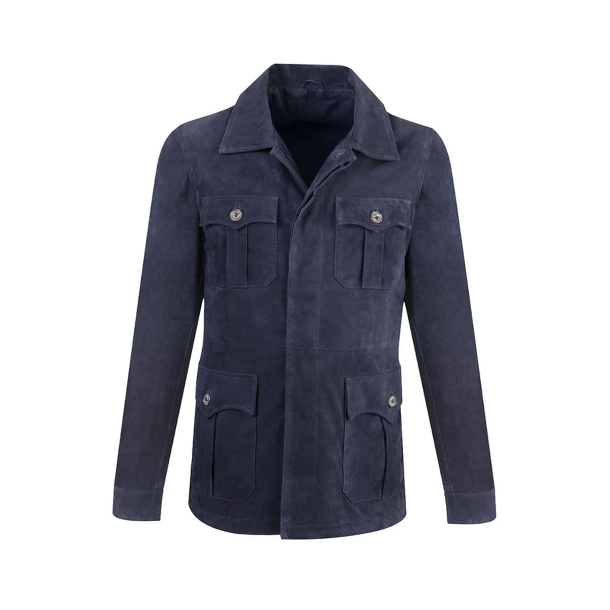 Men's Blue Leather Suede Jacket For Men