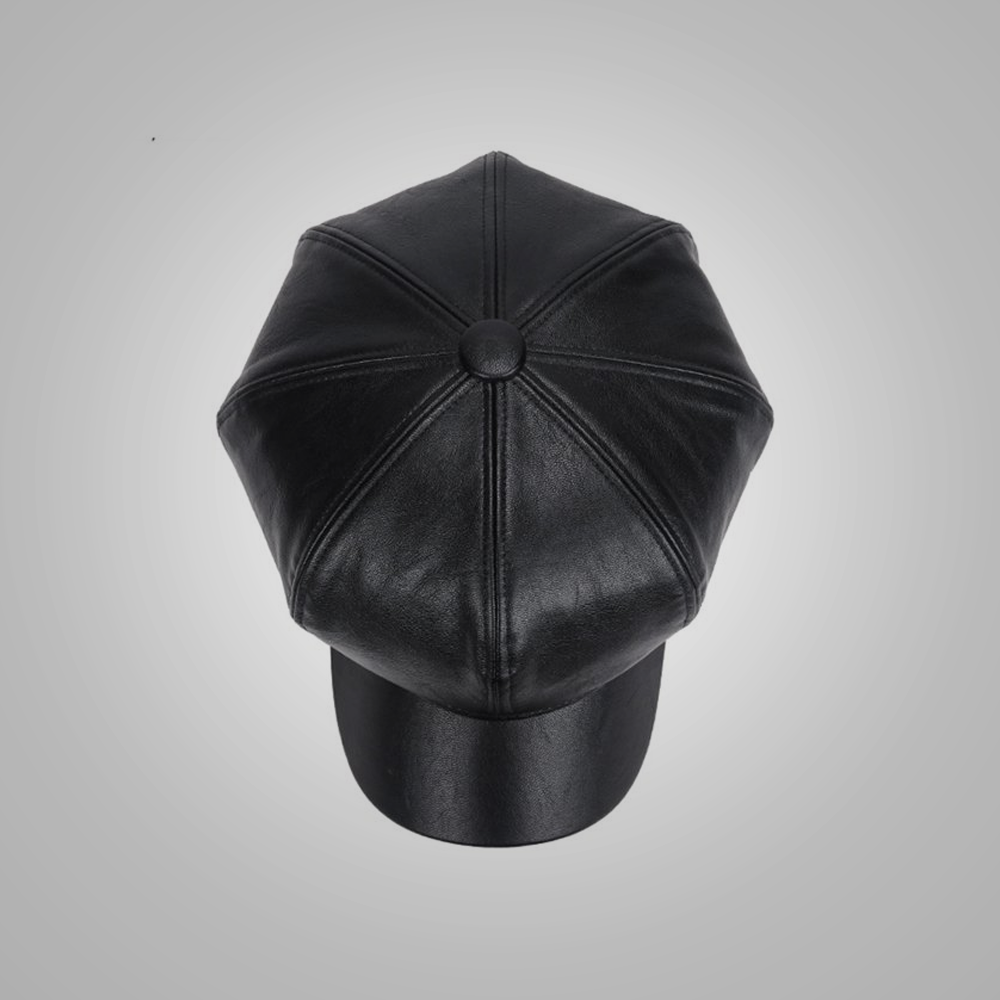 Women's Western Sheepskin Style Leather Handmade Black Hat