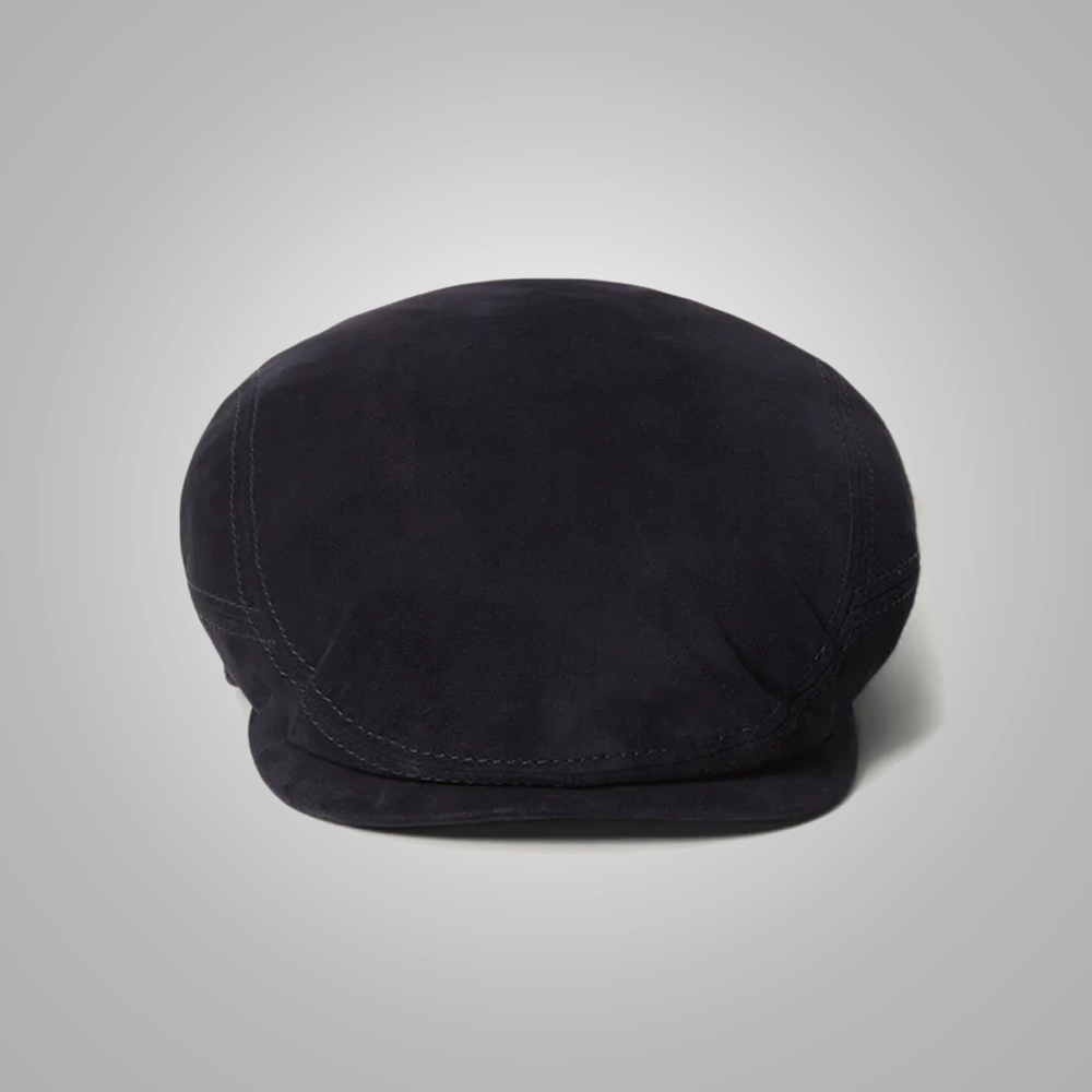 New Men Black Driver Goat Leather Cap